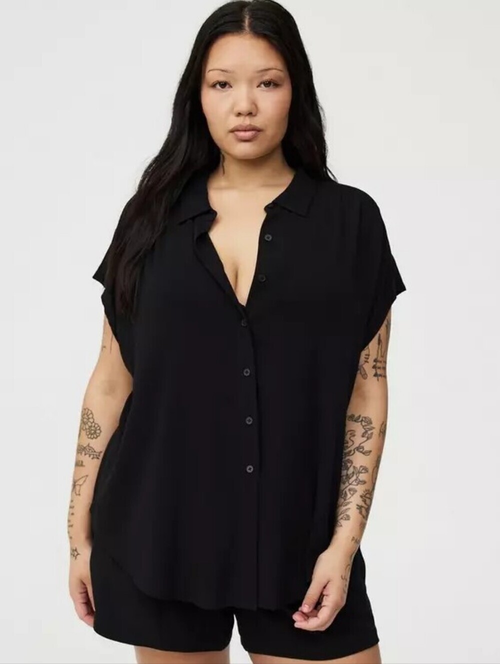 Torrid Crinkle Gauze Dolman Shirt, Color Black Size 2X